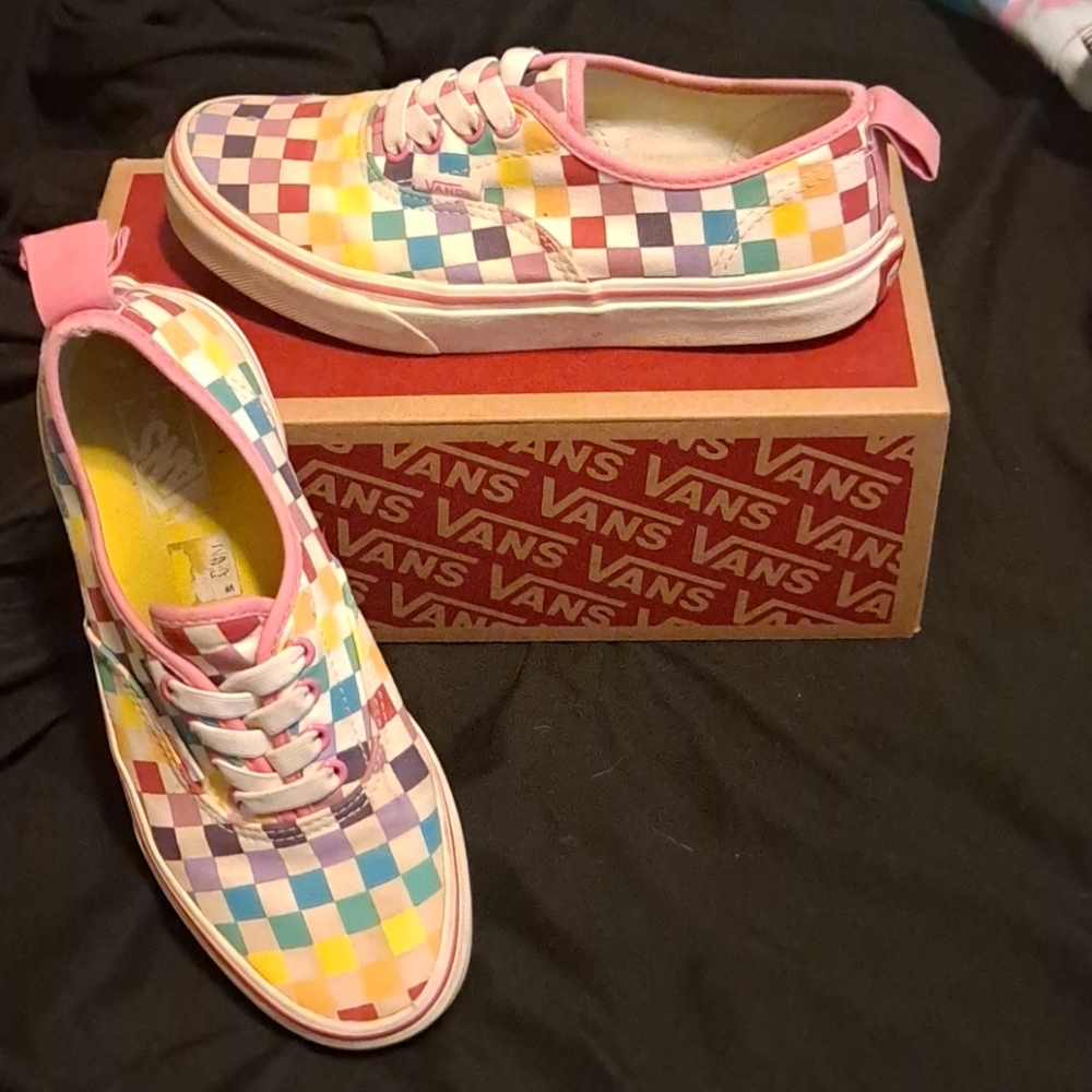 Vans, youth size 3, colored checkered